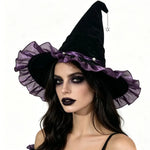 Gothic Lolita Witch Hat – Satin Bow, Lace & Star Pendant Bendable Masquerade Costume Hat for Women, Halloween Party & Cosplay