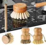 Vilda Bamboo Kitchen Cleaning Brush Natural Dishes Pots Pans Sink Washing Brush Eco-friendly Clean Scrubber with Draining Storage Tray