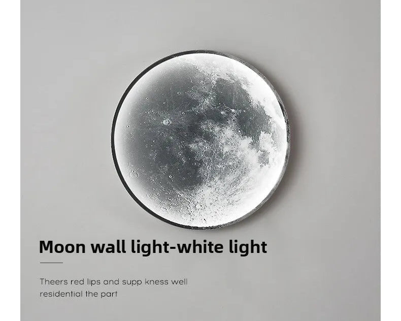 Nawongo Dimmable Indoor Creative Wall Mounted Ceiling Light Creative Bedside Living Room Round Decoration Modern LED Moon Wall 50cm Wall Light