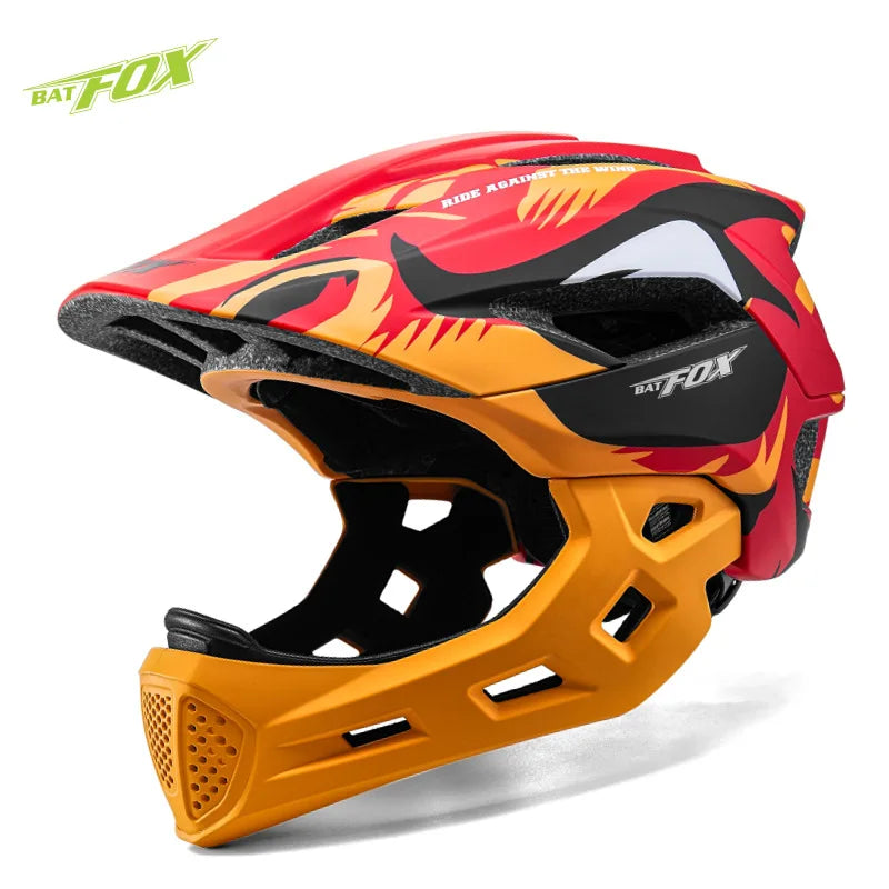 BATFOX Child Bicycle Helmet MTB Detachable Kids Full Face Helmet for Children Motorcycle Casco Bicicleta MTB Motocross Helmet