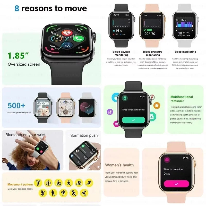 Unisex Smart Watch Series Blood Pressure BT Call NFC, and many more features