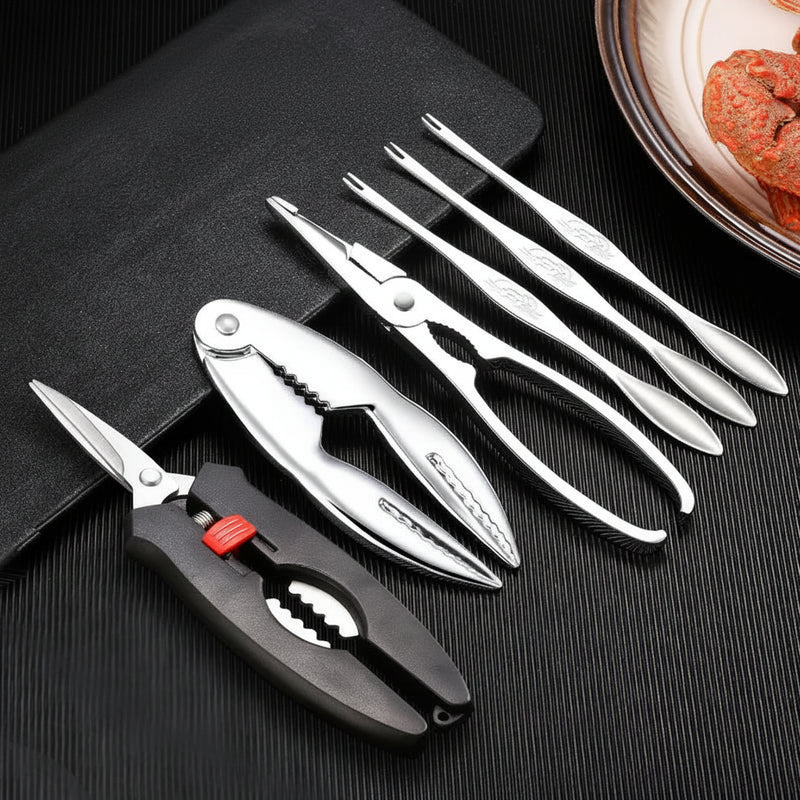 Ishmet Seafood Tools Multi-functional Zinc Alloy Claws Crab Needles Crab Scissors Kitchen Seafood Tools