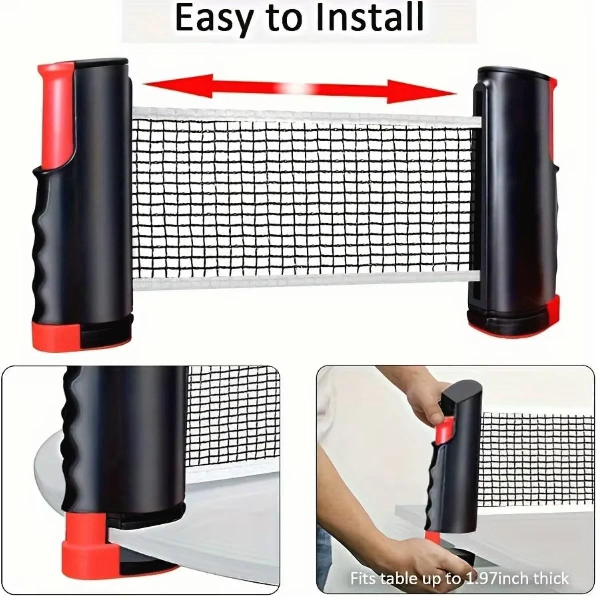 Ping Pong Paddle Set, Portable Table Tennis Set with Retractable Net & Carry Bag,40+ Ping-Pong Balls