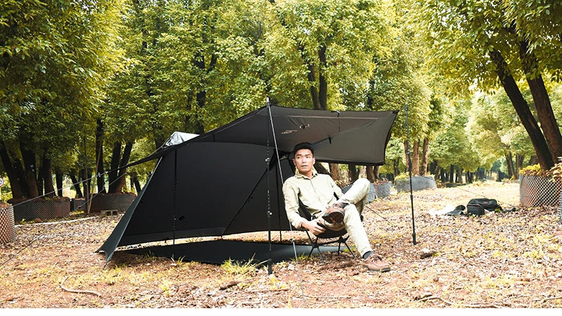 Aricxi tent 2 Person Outdoor Ultralight Camping Tent 3 Season Professional 15D Silnylon Rodless Tent grey black