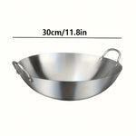 MasterBro 1pc Large Stainless-Steel Wok, Uncoated Thick High-Quality Durable Chef's Pan with Dual Handles, Easy to Clean