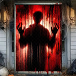 Halloween Horror Window Curtain Banner – Witch, Zombie & Ghost Hanging Decoration