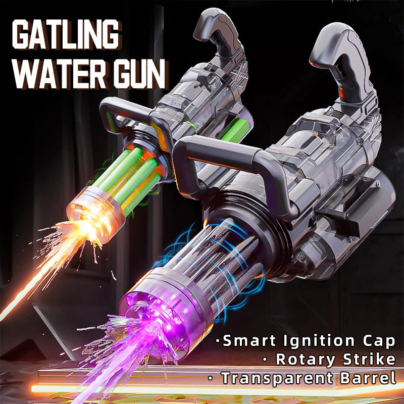 Rotating Gatling Water Gun Large High Pressure Large Capacity Backpack Playing Water Fight Children's Outdoor Toy