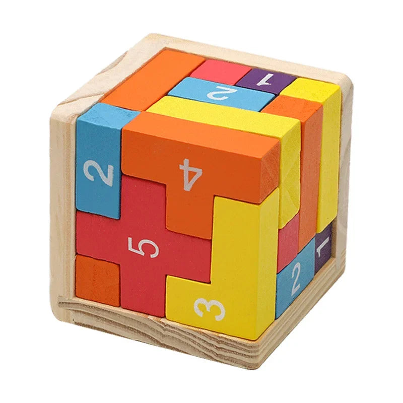 3D Cube Puzzle Luban Interlocking Creative Educational Wooden Toy