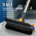 ACRDDK 3 in 1 Floor Scrub Brush 180 Degree Rotation with Adjustable V-Shaped Broom Long Handle Bathroom Kitchen Floor Crevice Cleaning