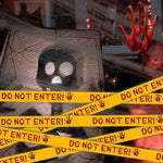 1pc 25m Halloween Do Not Enter Warning Tape – Bloody Handprint Drip Design Yellow Barrier Tape for Haunted House & Party Decor