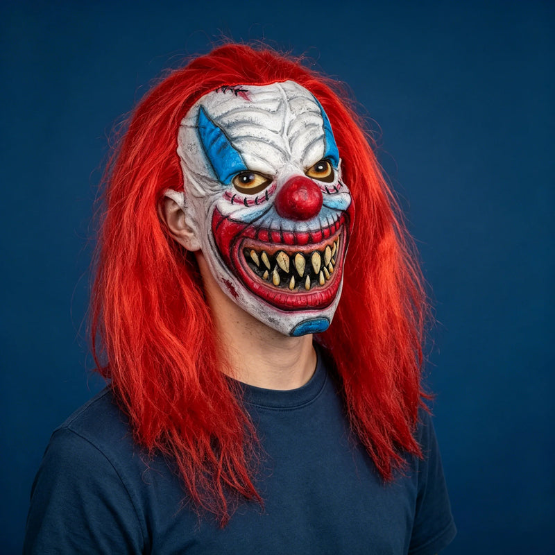 Horror Red-Haired Clown Mask – Realistic Halloween Latex Costume Prop, High-Quality Mask for Men & Women, Cosplay, Role-Playing & Masquerade Parties