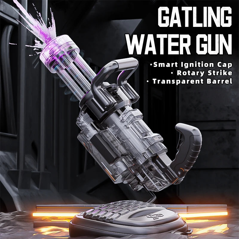 Rotating Gatling Water Gun Large High Pressure Large Capacity Backpack Playing Water Fight Children's Outdoor Toy