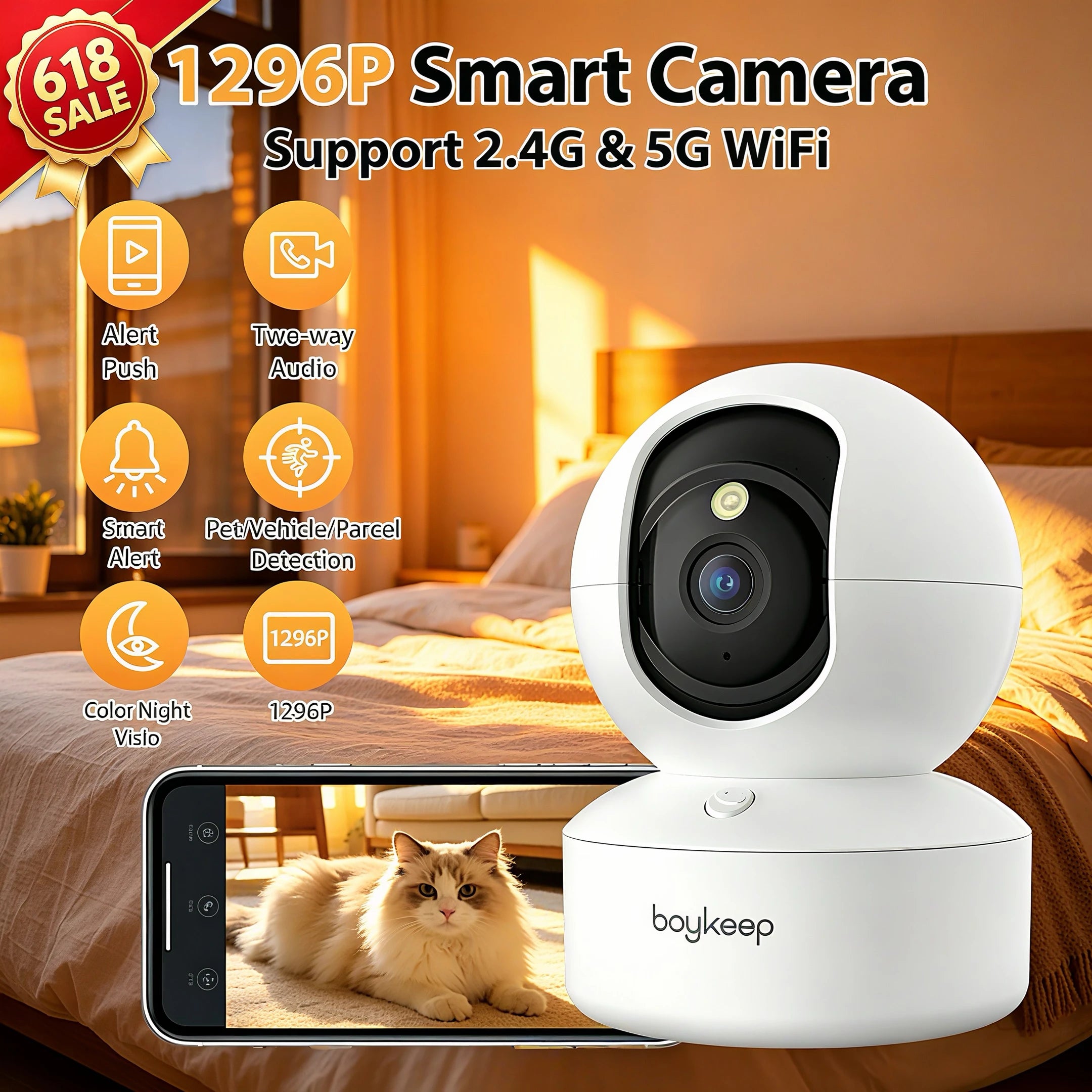 BoyKeep Smart Camera 2K Security Protection Wifi Surveillance