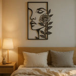 CIFBUY Woman Flower Metal Wall Art Decor Modern Home Gift Aesthetic Portrait Face Outline Bedroom Room Decor