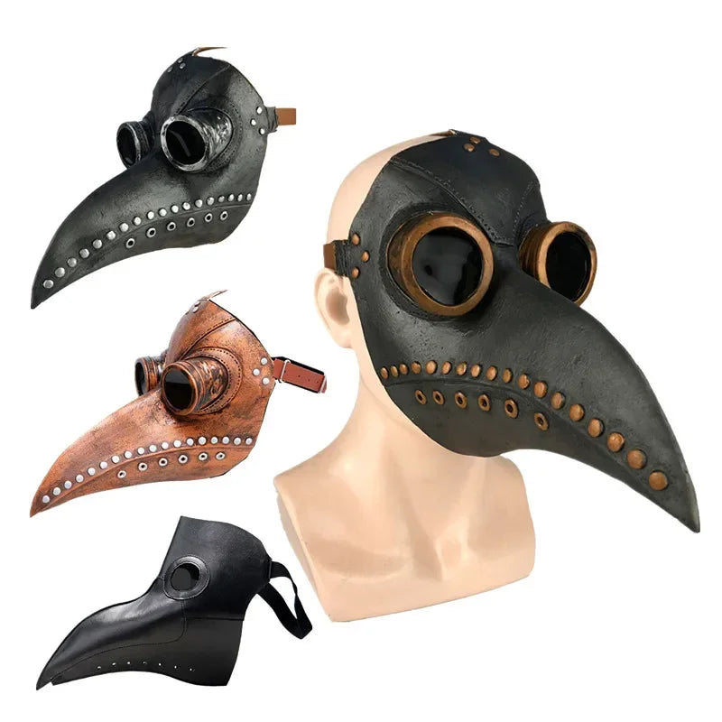 Medieval Plague Doctor Mask & Cloak Costume Set for Adults & Kids, Black Hooded Robe for Halloween Cosplay, Roleplay & Parties