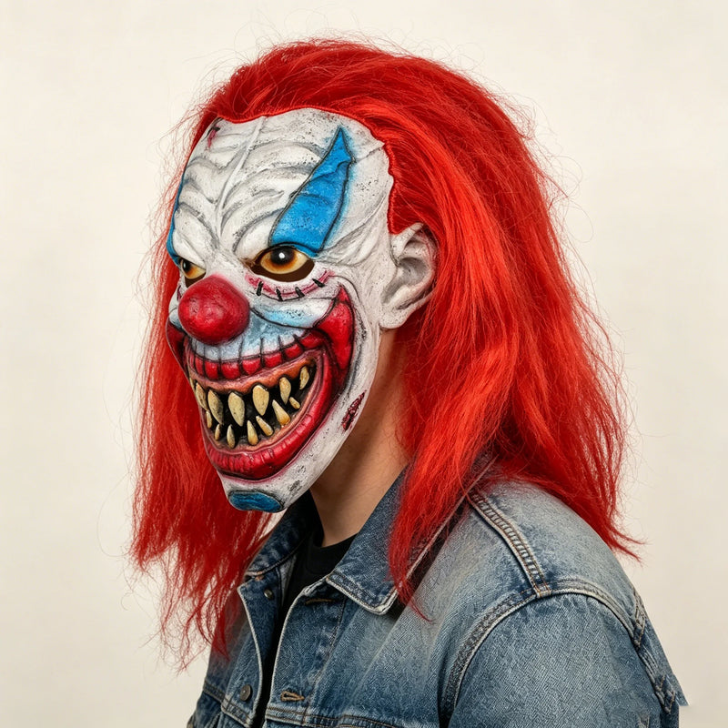 Horror Red-Haired Clown Mask – Realistic Halloween Latex Costume Prop, High-Quality Mask for Men & Women, Cosplay, Role-Playing & Masquerade Parties