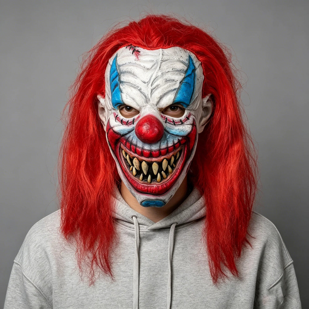 Horror Red-Haired Clown Mask – Realistic Halloween Latex Costume Prop, High-Quality Mask for Men & Women, Cosplay, Role-Playing & Masquerade Parties