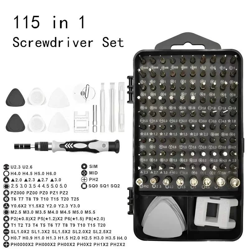 115-in-1 Small Screwdriver Set, Professional Repair Tool Kit for Phone, Computer, Watch, Console, Eyeglass and Electronic. Best for Fathers Days