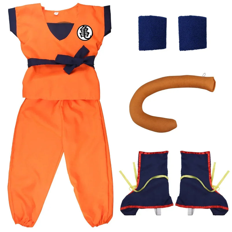 NEW Goku Cosplay Costume for Kids & Adults – Son Goku Super Saiyan Training Suit with Wig, Party Outfit