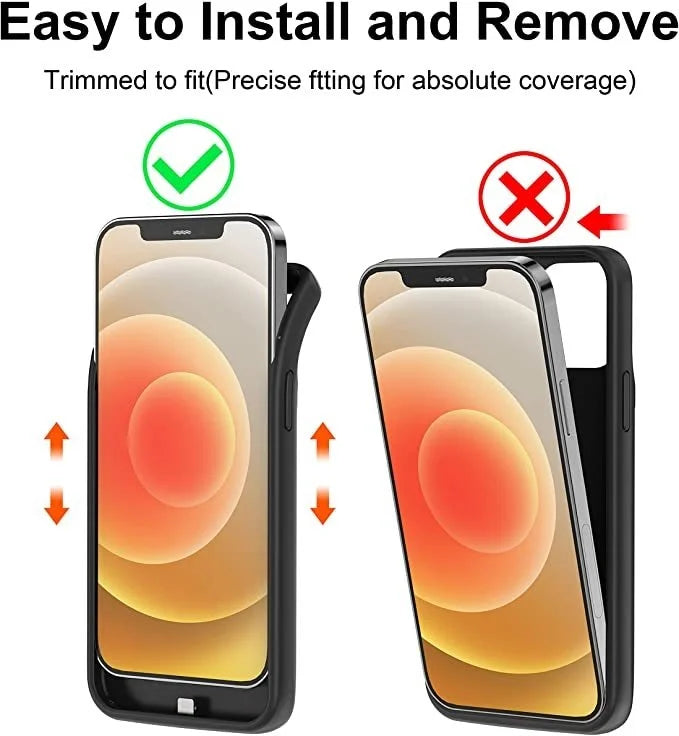 Xilecaly Smart Battery Charger Case For iPhone, Battery Pack Power Bank External Charging Cover For iPhone