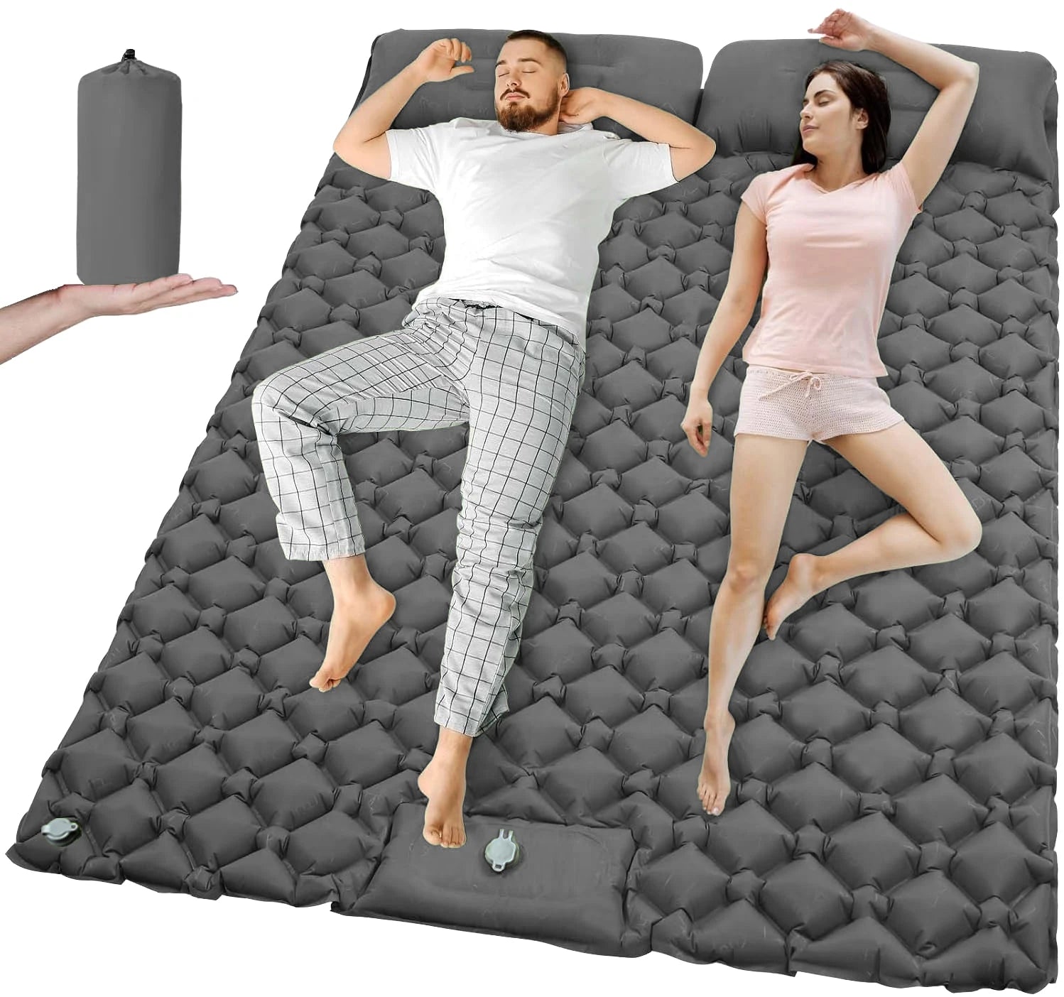 Outdoor Camping Double Inflatable Mattress Extra Wide Sleeping Pad Ultralight Folding Bed Sleeping Mat Car Travel Mat