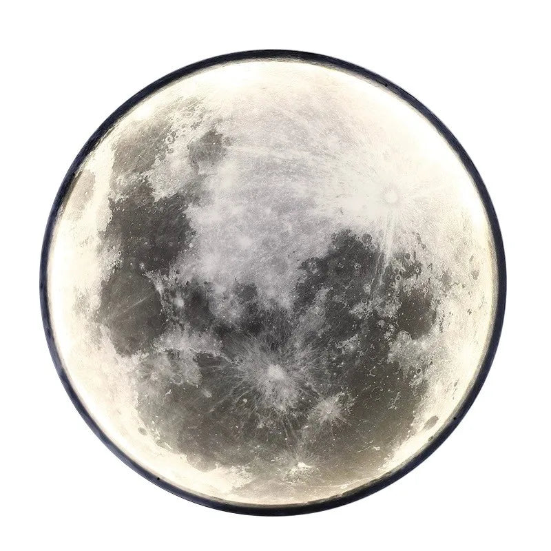 Nawongo Dimmable Indoor Creative Wall Mounted Ceiling Light Creative Bedside Living Room Round Decoration Modern LED Moon Wall 50cm Wall Light