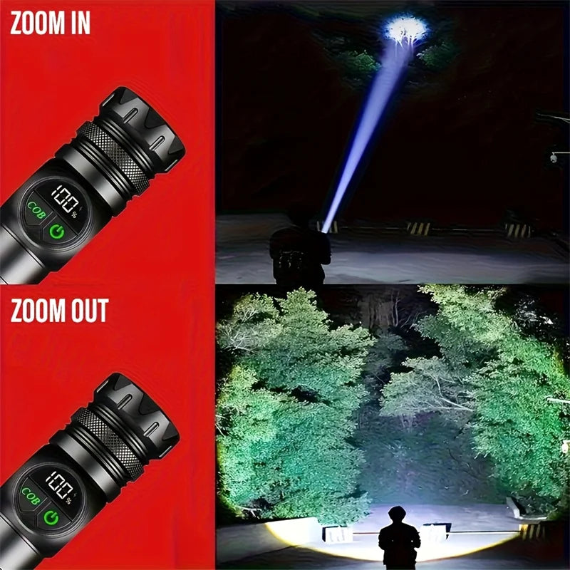 Gondiah Camping High Strong Power LED Flashlights USB Rechargeable Magnetic Tactical Torch with COB Side Light Camping Fishing Zoom Lantern