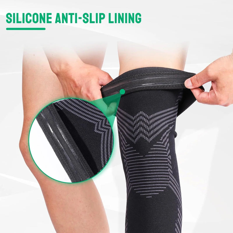 1/2PCS Full Leg Copper Compression Sleeves for Men And Women Long Knee Brace Support for Basketball, Running, Workout, Cycling
