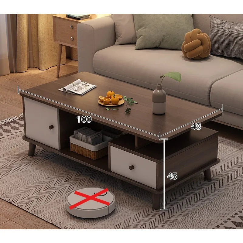 east Home Coffee table living room household modern simple coffee table small apartment solid wood leg tea table tea table square