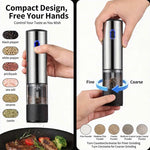 MasterBro Electric Salt and Pepper Grinder Automatic Rechargeable Pepper Mill Shakers External Adjustable Coarseness Kitchen Appliances
