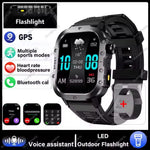 New Military Style Smart Watch Men's Flashlight Bluetooth Call & more features