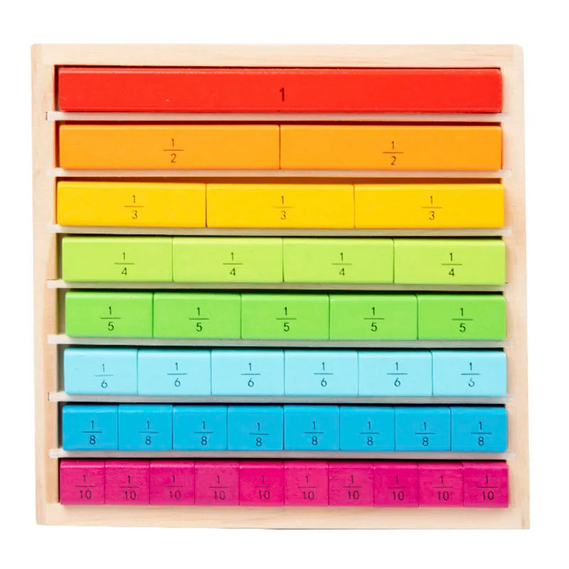 Wooden Montessori Teaching Math Toys Colour Fraction & Adding Sticks