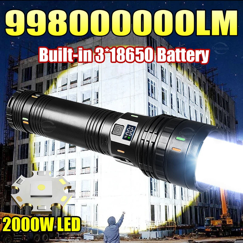 Gondiah Camping 998000000LM Ultra Powerful LED Flashlight, 2000W