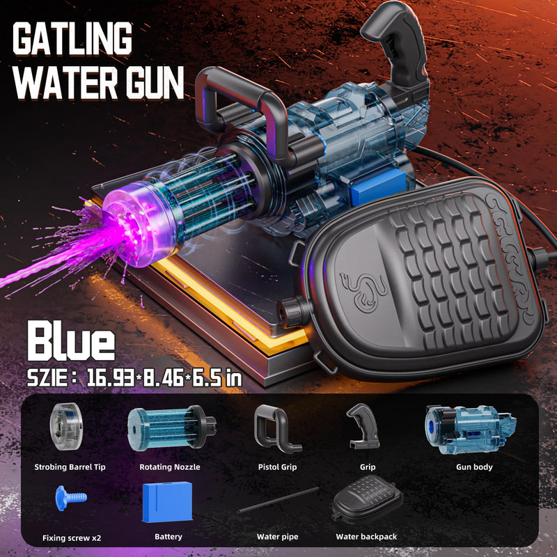 Rotating Gatling Water Gun Large High Pressure Large Capacity Backpack Playing Water Fight Children's Outdoor Toy