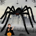 Giant Black Plush Spider Halloween Decoration – 30–200cm Scary Spider Prop for Haunted Houses, Indoor & Outdoor Parties and Horror Decor