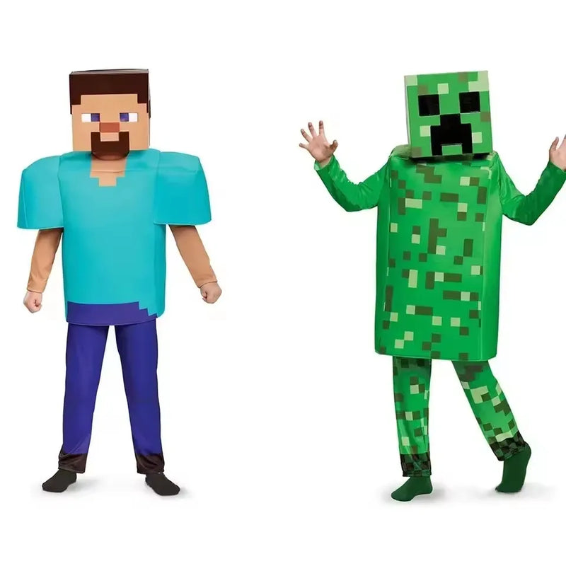 Pixel Adventure Role-Play Costume Set for Kids – Game-Inspired Boys' & Girls' Outfit for Holiday Parties, Stage Performances & Christmas Gifts