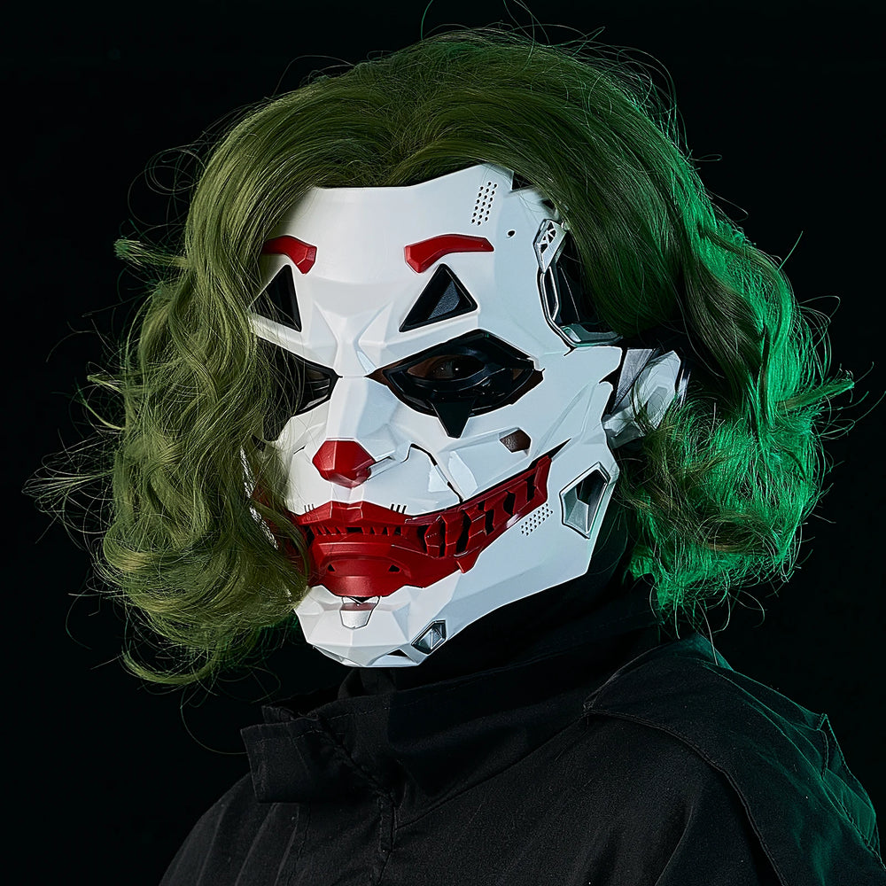 Cyberpunk Clown Mask with Braids – 2D Resin Cosplay Mask, Halloween Anime Role-Playing Prop, Costume Gift & Toy