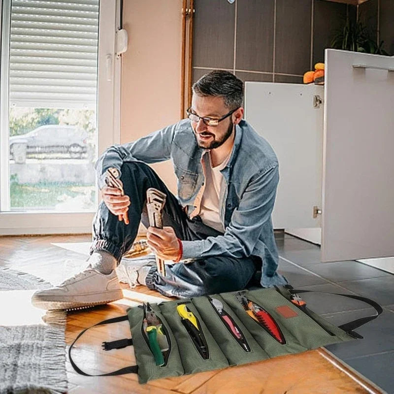 Father's Day Multi-Purpose Tool Bag High-Quality Professional Multi Pocket Hardware Tools Pouch Roll UP Portable Small Tools Organizer Bag Fathers Day Special