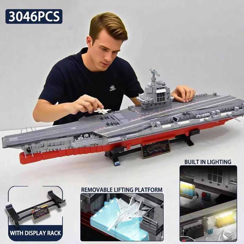 Lego STYLE 3049PCS Military Aircraft Carrier Ship Building Blocks