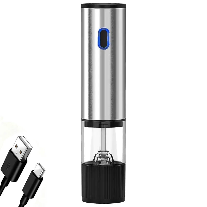 MasterBro Electric Salt and Pepper Grinder Automatic Rechargeable Pepper Mill Shakers External Adjustable Coarseness Kitchen Appliances
