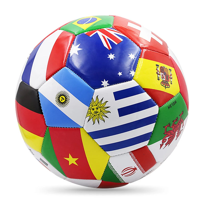 National Flag Printed Football Size 5 Official Match Soccer Ball PVC 2.7mm Thickened Team Training Ball for Outdoor Sports