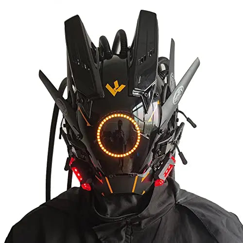 Cyberpunk LED Mask – Round Light-Up Woven Face Mask, Futuristic Cosplay & Role-Playing Accessory for Halloween Parties, Music Festivals & Events