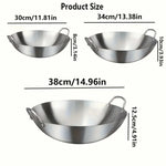 MasterBro 1pc Large Stainless-Steel Wok, Uncoated Thick High-Quality Durable Chef's Pan with Dual Handles, Easy to Clean