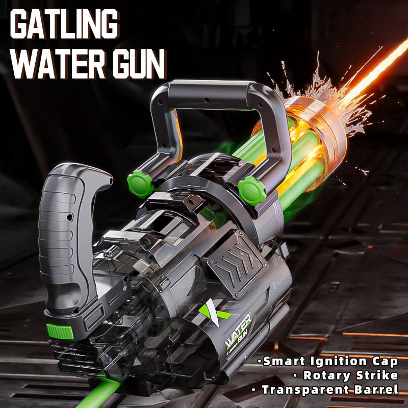 Rotating Gatling Water Gun Large High Pressure Large Capacity Backpack Playing Water Fight Children's Outdoor Toy