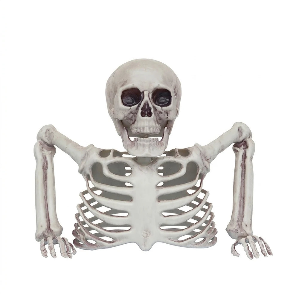 Halloween Skeleton Skull Ornament – Realistic Jointed Bone Prop for Courtyard, Garden & Grass Decorations