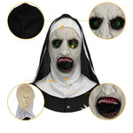 Scary Nun Mask Halloween Costume Bloody Horror Devil Face with Headwrap
