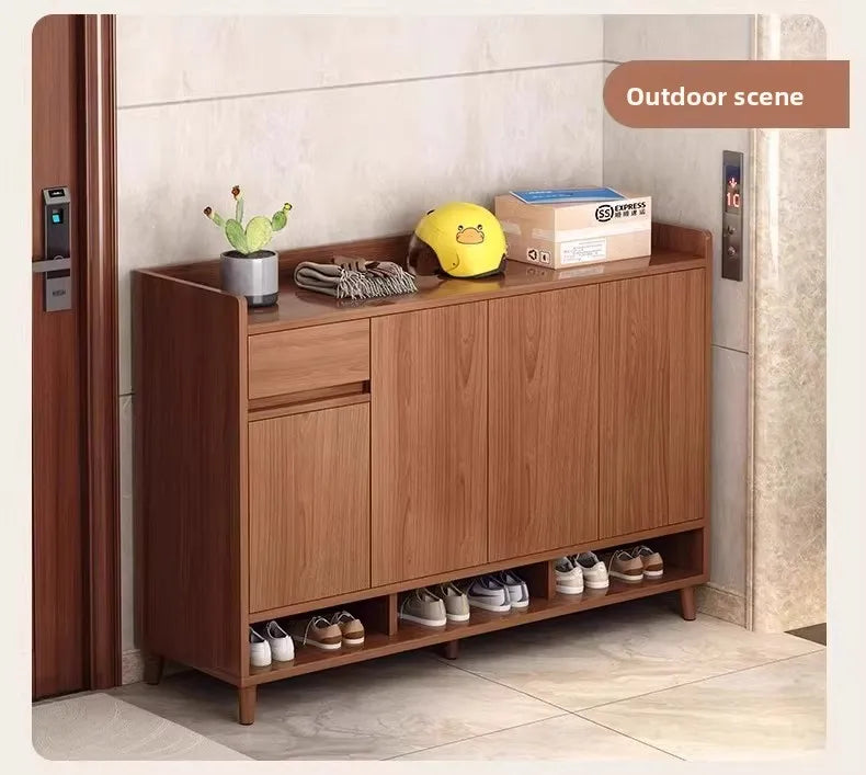 MOYU Multi-Function Pine Wood Shoe Cabinet Storage Furnitur Modern Freestanding Entryway Shoe Rack with Home Organization Furniture