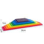 Baby Monterssori Educational toy Wooden Rainbow Block Stacking Building Blocks