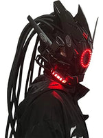 Cyberpunk LED Mask – Round Light-Up Woven Face Mask, Futuristic Cosplay & Role-Playing Accessory for Halloween Parties, Music Festivals & Events