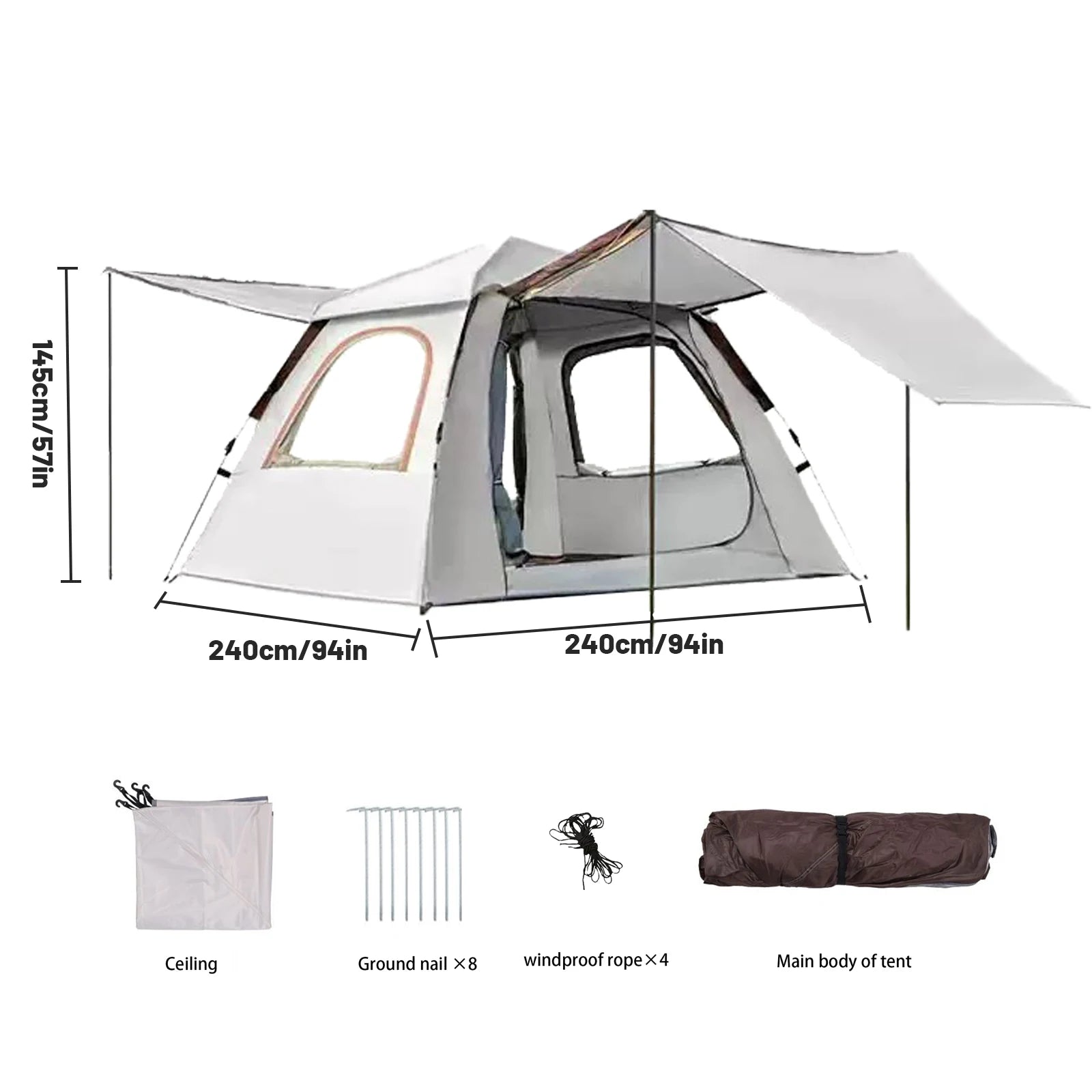 2–3 Person Pop-Up Camping Tent – Waterproof & Windproof with Carry Bag